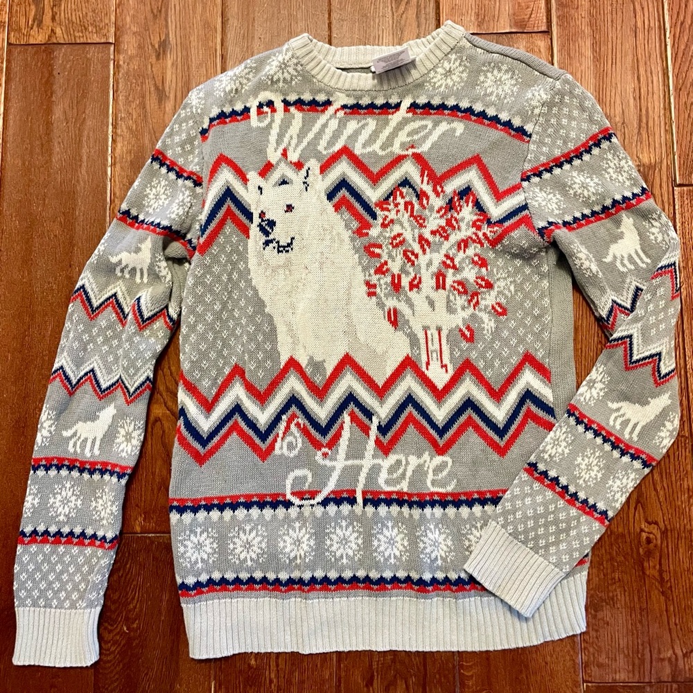 Cozy Game of Thrones Winter Gray Red  Sweater Festive